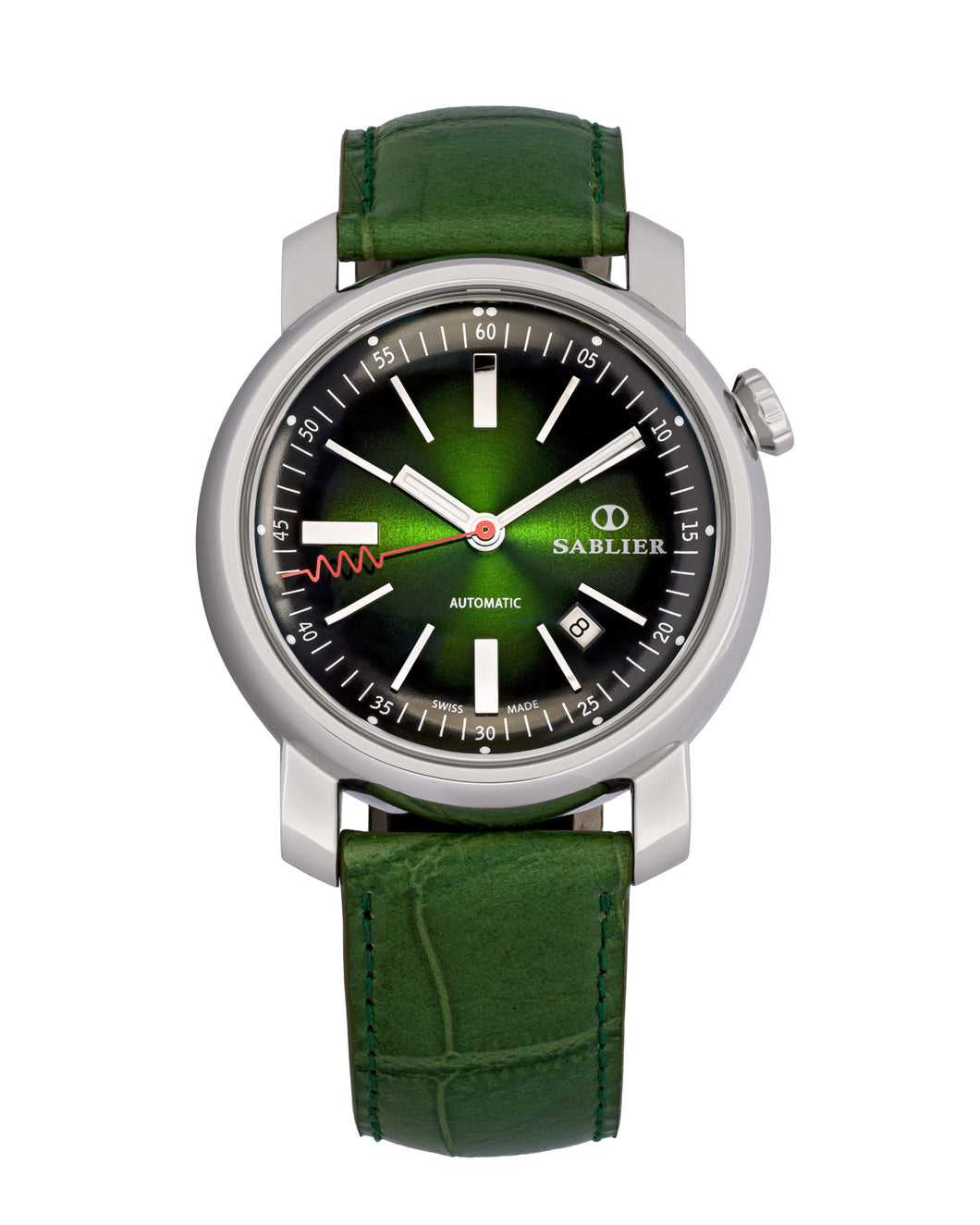 Sablier Emerald with green leather straps